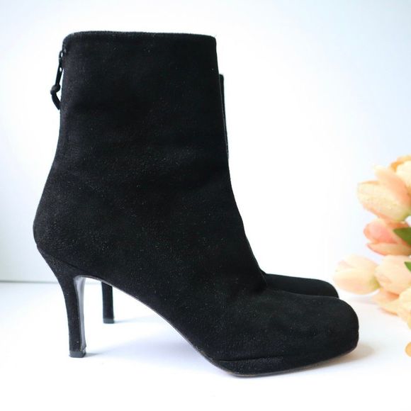 Stuart Weitzman Shoes - Stuart Weitzman Suede Leather High Heeled Ankle Booties Black 7.5